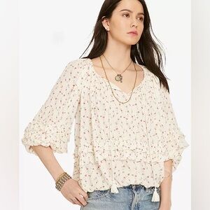 Ralph Lauren Denim Supply Cream Floral Boho Blouse M L XL
